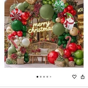 Festive Christmas Balloon Arch with Red and Green Accents